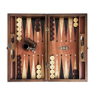 Helena Wood Art Classic Wide Backgammon Mosaic Massive Wood with Numerator Rose - 1