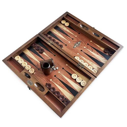 Helena Wood Art Classic Wide Backgammon Mosaic Massive Wood with Numerator Rose - 3