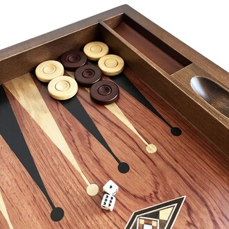 Helena Wood Art Classic Wide Backgammon Mosaic Massive Wood with Numerator Rose - 5