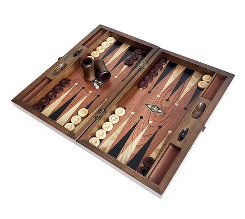 Helena Wood Art Classic Wide Backgammon Mosaic Massive Wood with Numerator Rose - 7