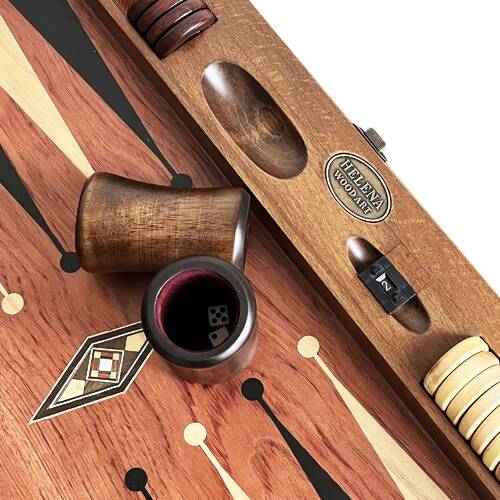 Helena Wood Art Classic Wide Backgammon Mosaic Massive Wood with Numerator Rose - 8