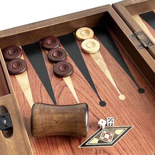 Helena Wood Art Classic Wide Backgammon Mosaic Massive Wood with Numerator Rose - 9