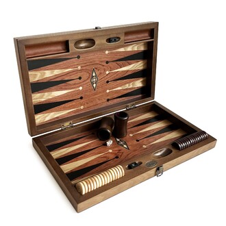 Helena Wood Art Classic Wide Backgammon Mosaic Massive Wood with Numerator Rose - 10