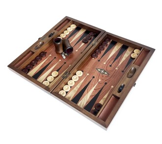 Klasik Geniş Tavla Gül Mozaik Numeratörlü Masif Ahşap - 7