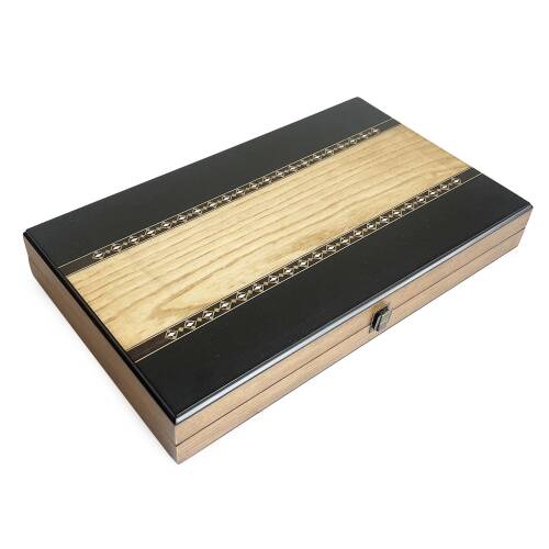 Klasik Geniş Tavla Siyah Mozaik Numeratörlü Masif Ahşap - 2