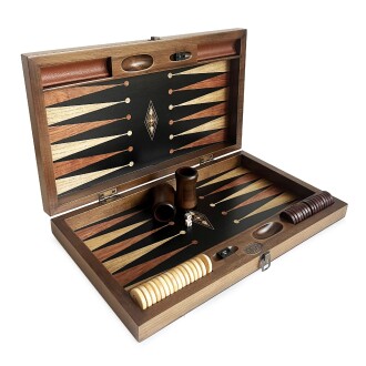 Klasik Geniş Tavla Siyah Mozaik Numeratörlü Masif Ahşap - 10