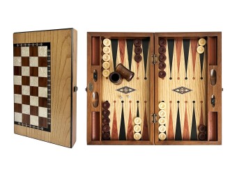 Klasik Tavla Dişbudak Satranç Kareli Numeratörlü Masif Ahşap 