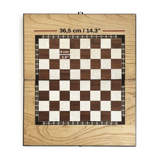 Klasik Tavla Dişbudak Satranç Kareli Numeratörlü Masif Ahşap - 5