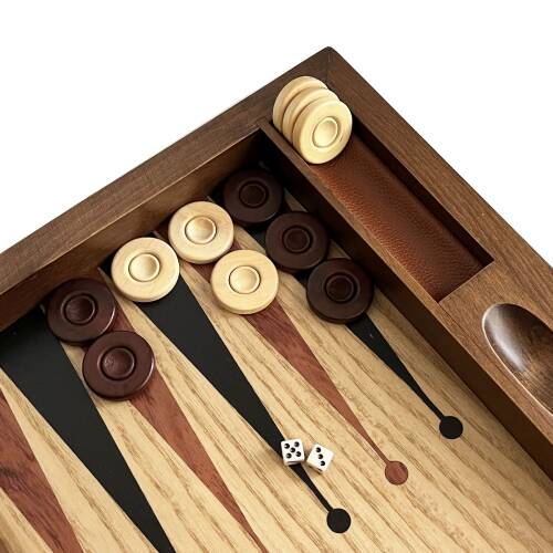 Klasik Tavla Dişbudak Satranç Kareli Numeratörlü Masif Ahşap - 6