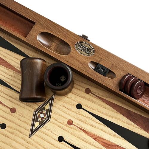 Klasik Tavla Dişbudak Satranç Kareli Numeratörlü Masif Ahşap - 7