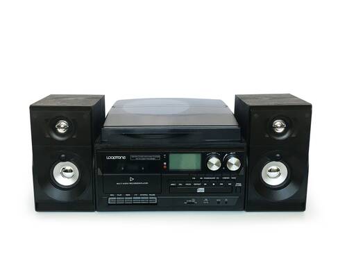 Looptone TR-18CD Hepsi Bir Arada Hoparlörlü Pikap Kasetçalar MP3 CD Çalar Siyah