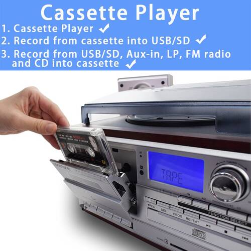 Looptone TR-18CD Hepsi Bir Arada Pikap Kasetçalar MP3 CD Çalar-DEFOLU