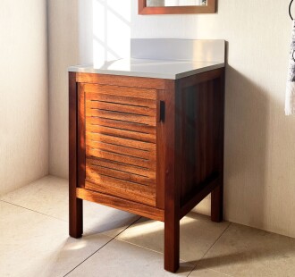 Mahogany Sipo Wood Bathroom Vanity Cabinet Ventilated Door - 60 cm / 24" 