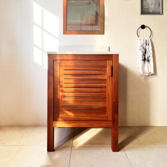 Mahogany Sipo Wood Bathroom Vanity Cabinet Ventilated Door - 60 cm / 24" - 2