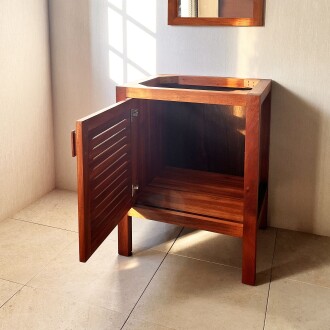 Mahogany Sipo Wood Bathroom Vanity Cabinet Ventilated Door - 60 cm / 24" - 7