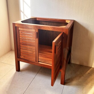 Mahogany Sipo Wood Bathroom Vanity Cabinet With 2 Ventilated Doors - 80 cm / 32" - 6