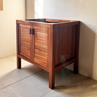 Mahogany Sipo Wood Bathroom Vanity Cabinet With 2 Ventilated Doors - 80 cm / 32" - 10