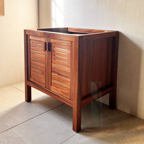 Mahogany Sipo Wood Bathroom Vanity Cabinet With 2 Ventilated Doors - 80 cm / 32" - 10