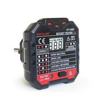 Mayilon Dijital Priz Soket Test Cihazı Voltaj Amper Ölçüm 