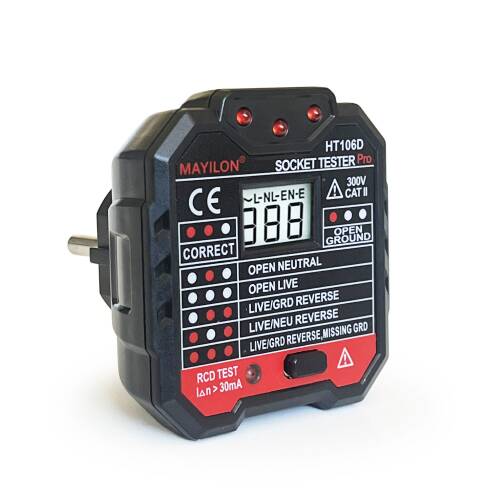 Mayilon Dijital Priz Soket Test Cihazı Voltaj Amper Ölçüm - 1