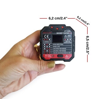 Mayilon Dijital Priz Soket Test Cihazı Voltaj Amper Ölçüm - 4