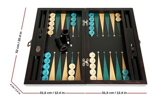 Meta Black Green Handmade Massive Wood Backgammon Set with Numerator - Thumbnail