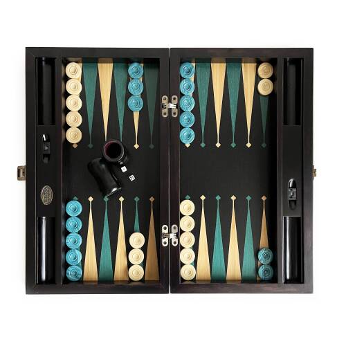 Meta Black Green Numeratörlü Masif Ahşap Tavla Siyah Yeşil - 1