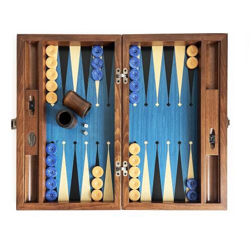 Meta Blue Numeratörlü Masif Ahşap Tavla Mavi - 1