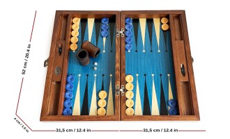 Meta Blue Numeratörlü Masif Ahşap Tavla Mavi - 4