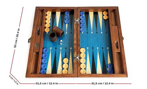 Meta Blue Numeratörlü Masif Ahşap Tavla Mavi - 4