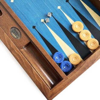 Meta Blue Numeratörlü Masif Ahşap Tavla Mavi - 5