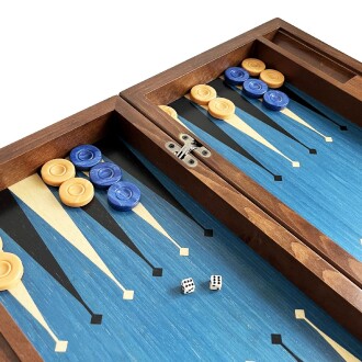 Meta Blue Numeratörlü Masif Ahşap Tavla Mavi - 6