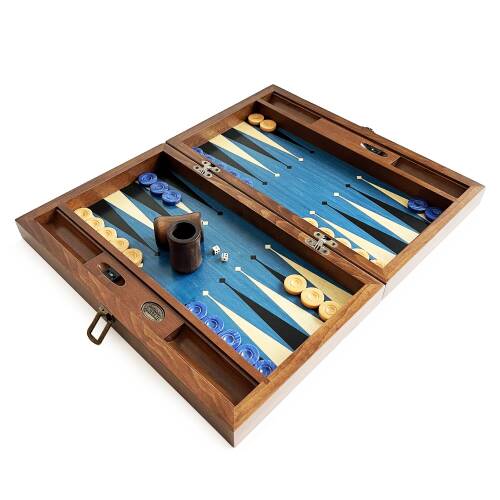 Meta Blue Numeratörlü Masif Ahşap Tavla Mavi - 7