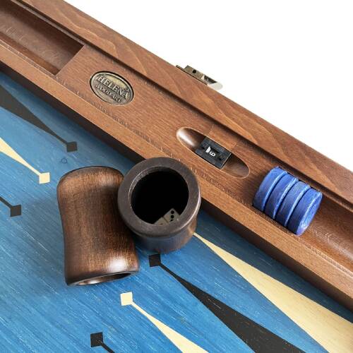 Meta Blue Numeratörlü Masif Ahşap Tavla Mavi - 8