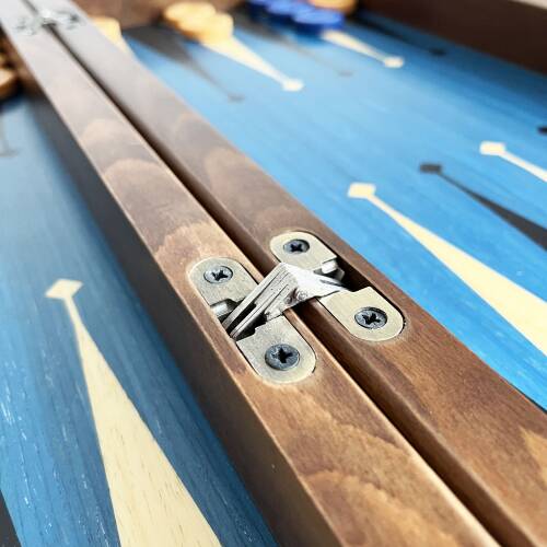 Meta Blue Numeratörlü Masif Ahşap Tavla Mavi - 9