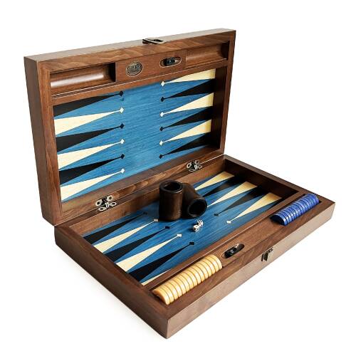 Meta Blue Numeratörlü Masif Ahşap Tavla Mavi - 10