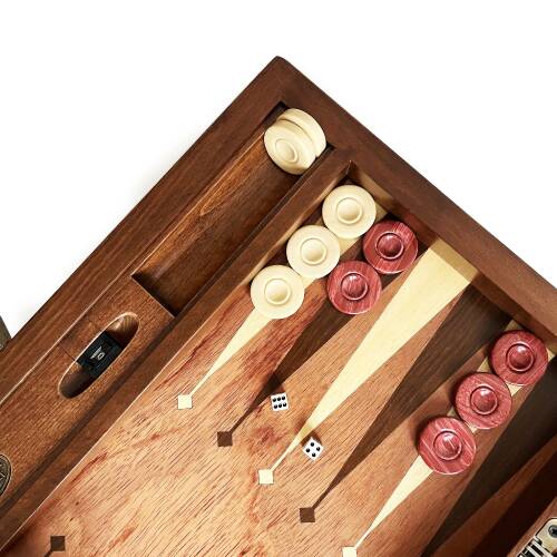 Meta Paduk Numeratörlü Masif Ahşap Tavla Kırmızı - 5