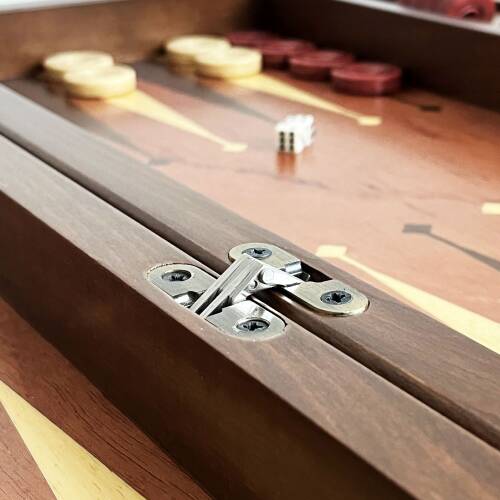 Meta Paduk Numeratörlü Masif Ahşap Tavla Kırmızı - 9