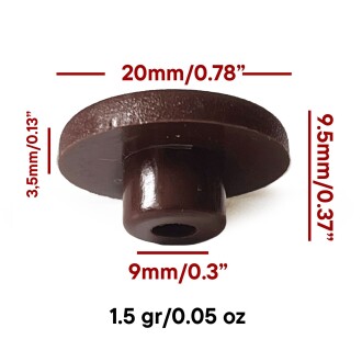 Mezmob 20MM Mobilya Ayağı 12 ADET Koruyucu Pabuç Baza Dübeli Sert Plastik Poligrit Kahverengi - 2