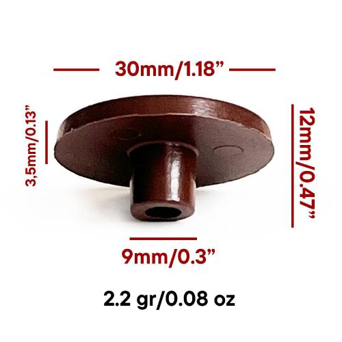 Mezmob 30MM Mobilya Ayağı 12 ADET Koruyucu Pabuç Baza Dübeli Sert Plastik Poligrit Kahverengi - 2