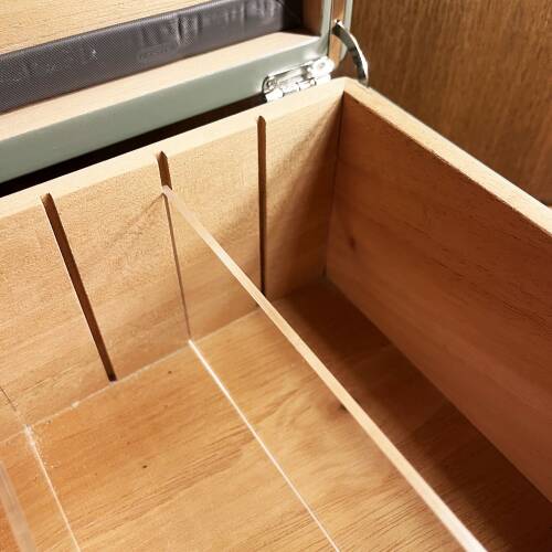 Mezmob İspanyol Sedir Humidor Puro Kutusu Baskı Kilitli Fitilli Haki Yeşil Lake Boya Analog - 5