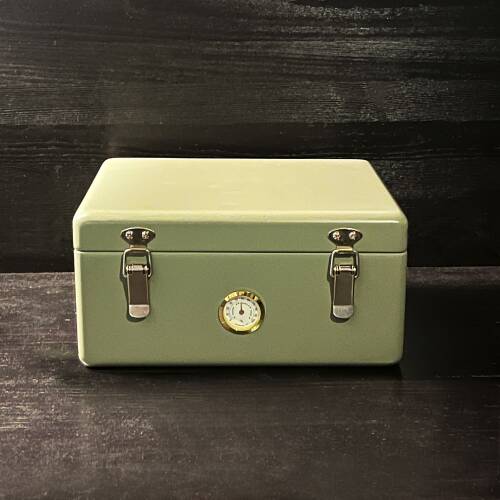 Mezmob İspanyol Sedir Humidor Puro Kutusu Baskı Kilitli Fitilli Haki Yeşil Lake Boya Analog - 7