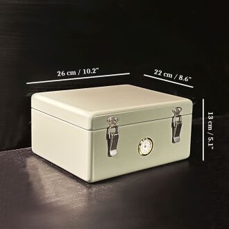 Mezmob İspanyol Sedir Humidor Puro Kutusu Baskı Kilitli Fitilli Haki Yeşil Lake Boya Analog - 5