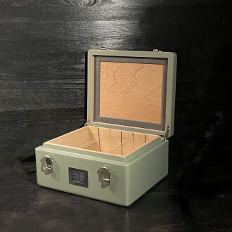 Mezmob İspanyol Sedir Humidor Puro Kutusu Baskı Kilitli Fitilli Haki Yeşil Lake Boya Dijital - 2