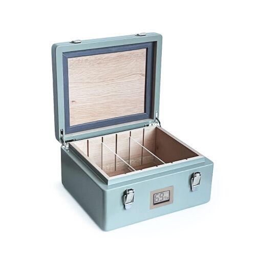 Mezmob İspanyol Sedir Humidor Puro Kutusu Baskı Kilitli Fitilli Haki Yeşil Lake Boya Dijital - 1