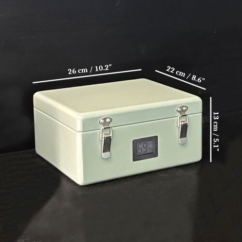 Mezmob İspanyol Sedir Humidor Puro Kutusu Baskı Kilitli Fitilli Haki Yeşil Lake Boya Dijital - 4