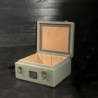 Mezmob İspanyol Sedir Humidor Puro Kutusu Baskı Kilitli Fitilli Haki Yeşil Lake Boya Dijital - 7