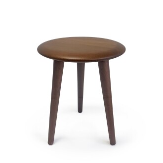 Mezmob Masif Kayın Tabure Sehpa Üç Ayaklı Yuvarlak Ceviz 