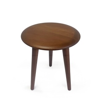 Mezmob Masif Kayın Tabure Sehpa Üç Ayaklı Yuvarlak Ceviz - 4