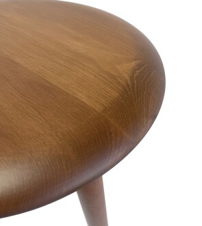 Mezmob Masif Kayın Tabure Sehpa Üç Ayaklı Yuvarlak Ceviz - 6